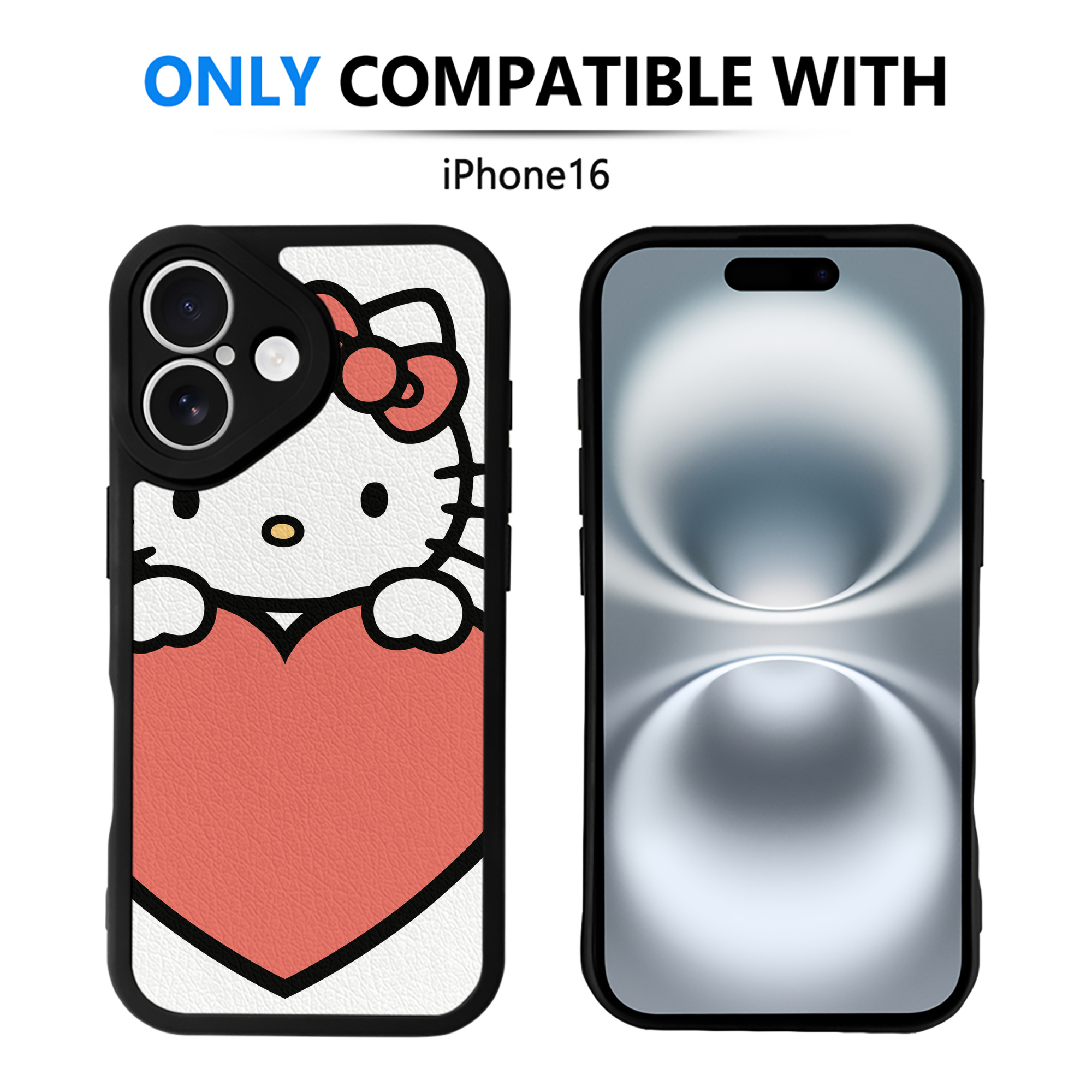 （画像用） Hello Kitty ハローキティ 【iPhone 16シリーズ対応】シリコンスマホケース（レザー調） 材質：シリコン